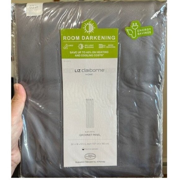 Liz Claiborne Home Kathryn grommet panel curtains, gray, 4 panels - Picture 2 of 10